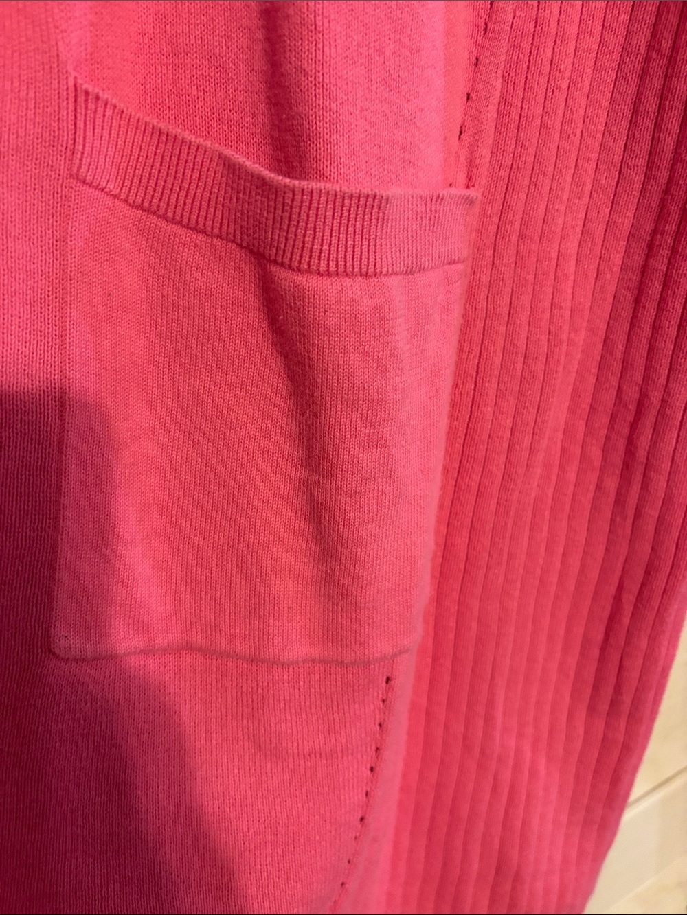 Talbots Pink Open-Front Ribbed Cardigan - Picture 3 of 5